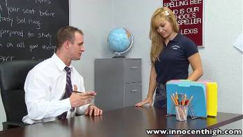 InnocentHigh Blonde small tits babe Lea Lexis classroom sex